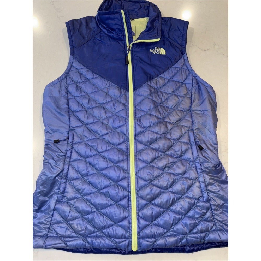The North Face Thermoball Blue Neon Yellow Puffer Vest Gilet Jacket Women's M